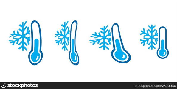 Cartoon, comic winter snow flake icon. Snowflake, weather thermometer. Vector temperature attention sign. Cold weather thermometers icon. Sketch snow flakes. weather forecast, sunny and rainy weather.