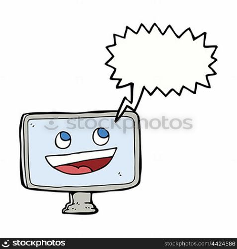 cartoon computer screen with speech bubble