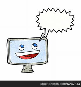 cartoon computer screen with speech bubble