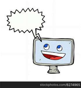 cartoon computer screen with speech bubble