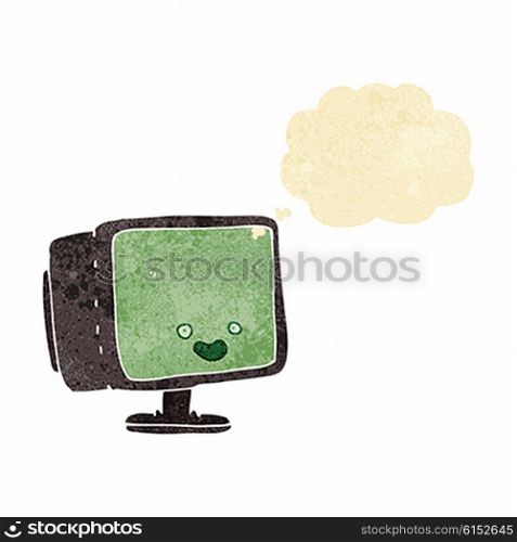 cartoon computer screen with thought bubble