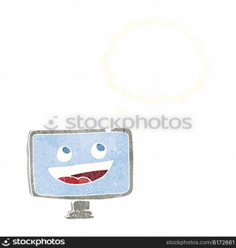 cartoon computer screen with thought bubble