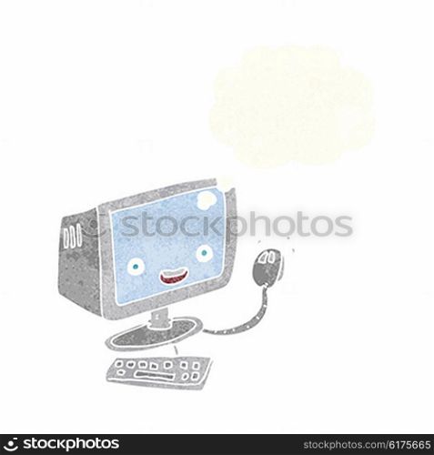 cartoon computer with thought bubble