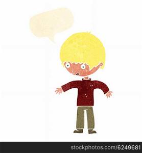 cartoon confused boy with speech bubble