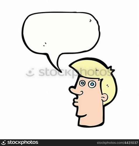 cartoon confused man with speech bubble