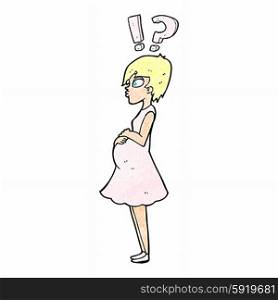 cartoon confused pregnant woman