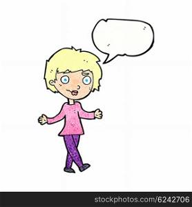 cartoon confused woman with speech bubble