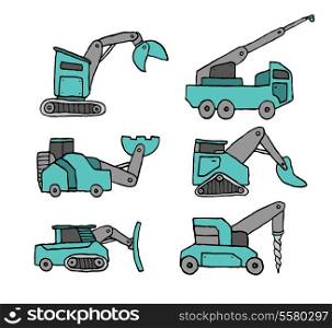 Cartoon construction vehicle set