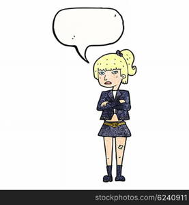 cartoon cool girl with speech bubble