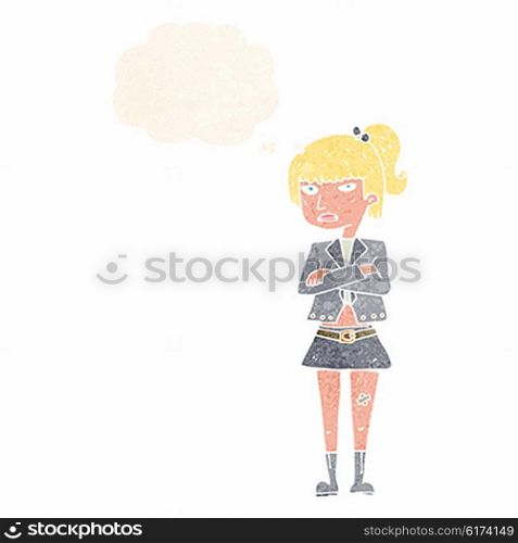 cartoon cool girl with thought bubble