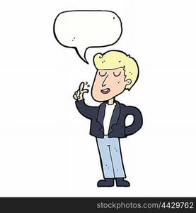 cartoon cool guy snapping fingers with speech bubble