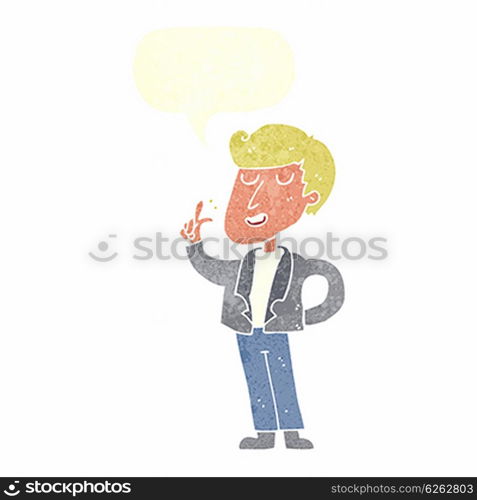 cartoon cool guy snapping fingers with speech bubble