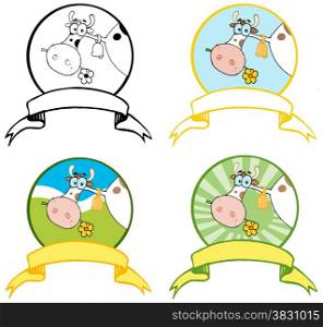 Cartoon Cow Banners 2. Collection Set