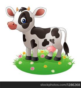 Cartoon cow standing on grass