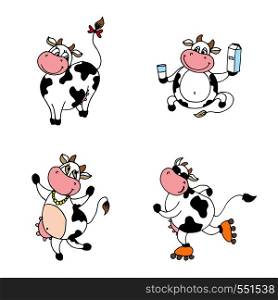 Cartoon cows,animal avatar or mascot,isolated on white background,vector illustration. Cartoon cows,avatar or mascot,isolated on white background