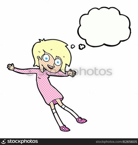 cartoon crazy excited girl with thought bubble