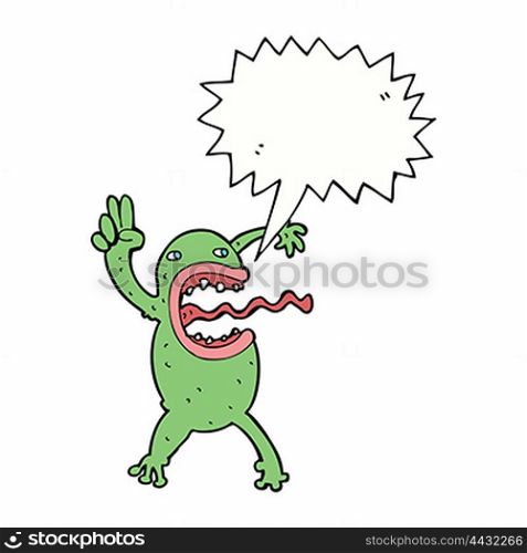 cartoon crazy frog with speech bubble