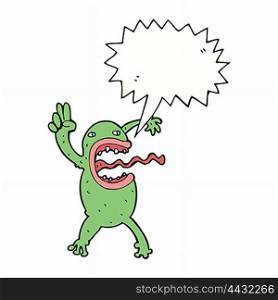 cartoon crazy frog with speech bubble