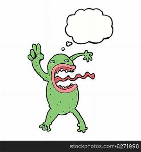 cartoon crazy frog with thought bubble