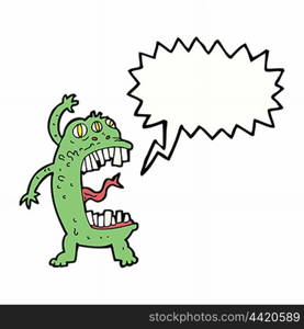 cartoon crazy monster with speech bubble