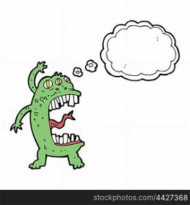 cartoon crazy monster with thought bubble
