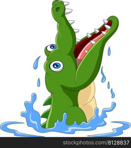 Cartoon crocodile in the water