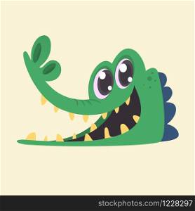 Cartoon crocodile smiling head icon. Flat Bright Color Simplified Vector Illustration In Fun Cartoon Style Design