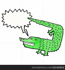 cartoon crocodile with speech bubble