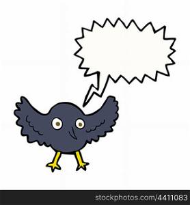 cartoon crow with speech bubble