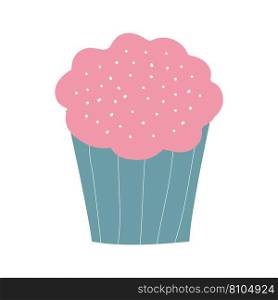 Cartoon cupcake with cream on a white background Vector Image