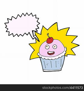 cartoon cupcake with speech bubble