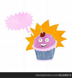 cartoon cupcake with speech bubble