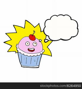 cartoon cupcake with thought bubble