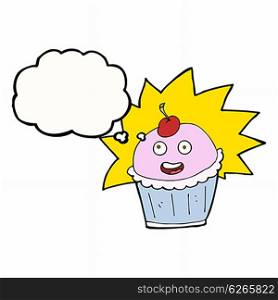 cartoon cupcake with thought bubble