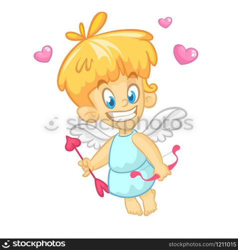 Cartoon cupid character. St Valentine&rsquo;s vector postcard