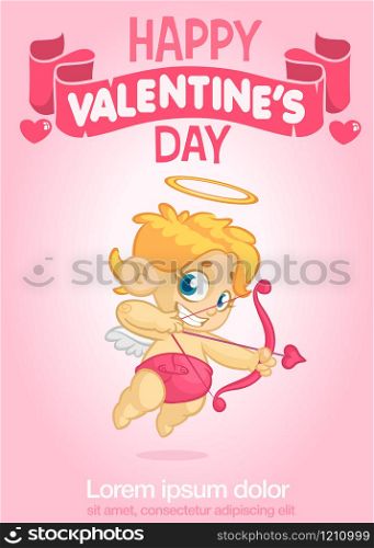 Cartoon cupid. St Valentine&rsquo;s vector postcard or invitation