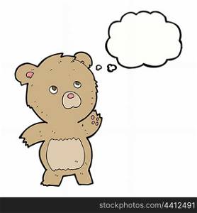 cartoon curious teddy bear with thought bubble