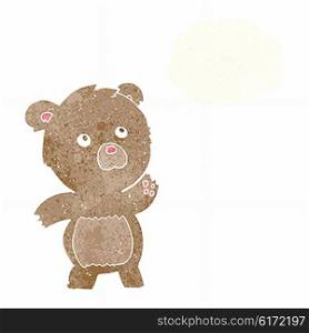 cartoon curious teddy bear with thought bubble