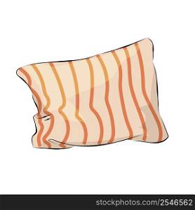 Cartoon cushion. Doodle bedroom pillow and home interior decorative element with striped pattern. Bed and sofa textile decor. Bedroom or living room decoration. Comfort accessory. Vector isolated set. Cartoon cushion. Doodle bedroom pillow and home interior decorative element with striped pattern. Bed and sofa textile decor. Bedroom or living room comfort accessory. Vector isolated set