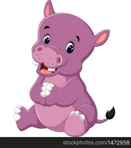 Cartoon cute baby hippo