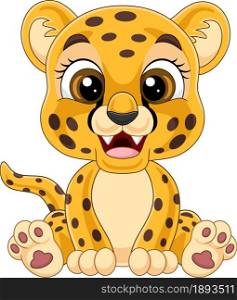 Cartoon cute baby leopard sitting