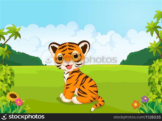 Cartoon cute baby tiger
