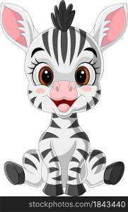 Cartoon cute baby zebra sitting