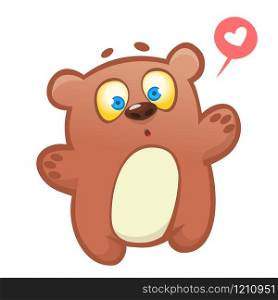 Cartoon cute bear gives a hug