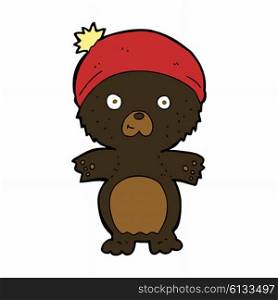 cartoon cute black bear in hat