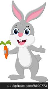 Cartoon cute bunny holding carrot Royalty Free Vector Image