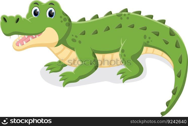 Cartoon cute crocodile isolated on white background 