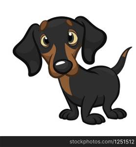 Cartoon Cute Dachshund Dog. Vector Illustration