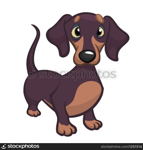 Cartoon Cute Dachshund Dog. Vector Illustration