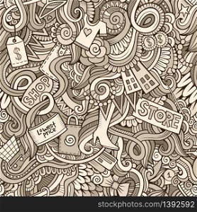 Cartoon cute doodles hand drawn Sale seamless pattern. Sketchy detailed, with lots of objects background. Endless funny vector illustration. Line art backdrop. Cartoon cute doodles hand drawn Sale seamless pattern